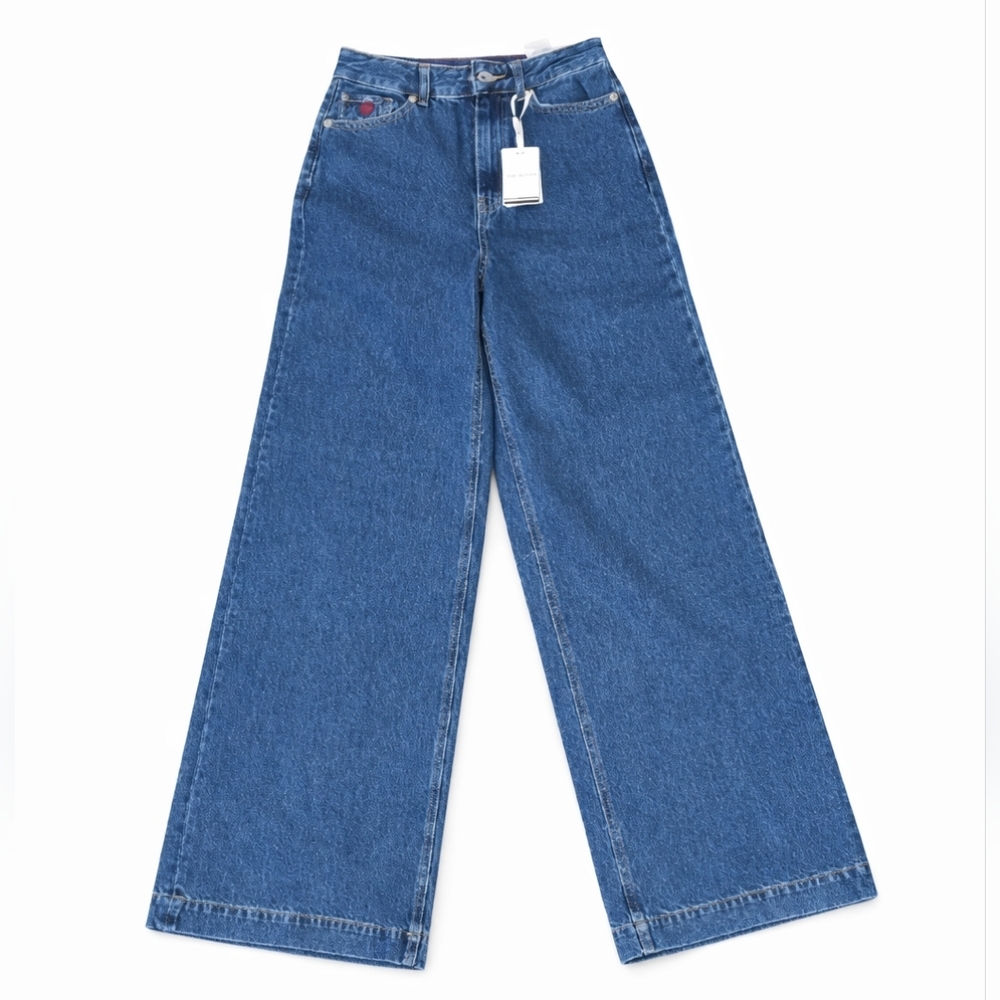 Tommy Hilfiger High Waist Wide Leg Jeans Blue Denim Trouser Jeans S 27x32